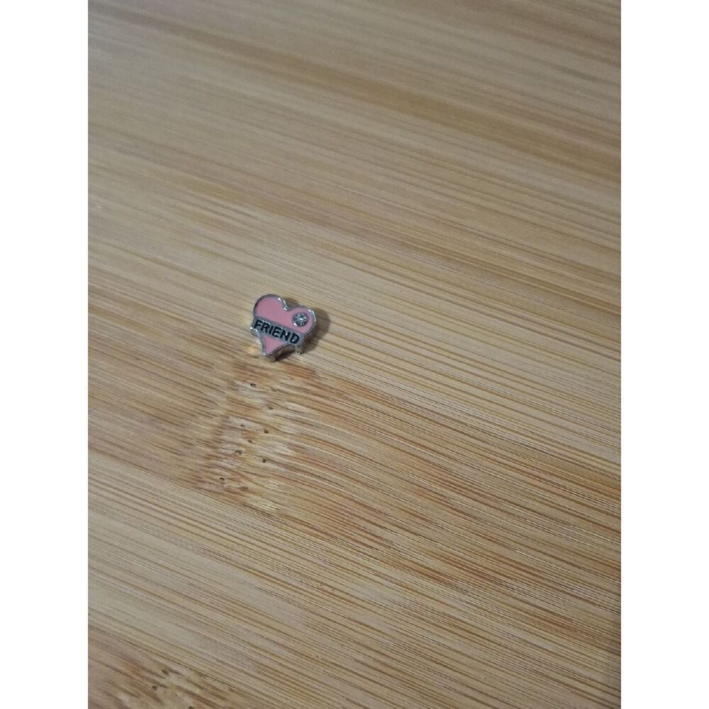 Pink "FRIEND" Heart Charm For Floating Lockets